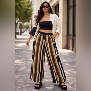 Aso Oke striped Wide-Leg Pants